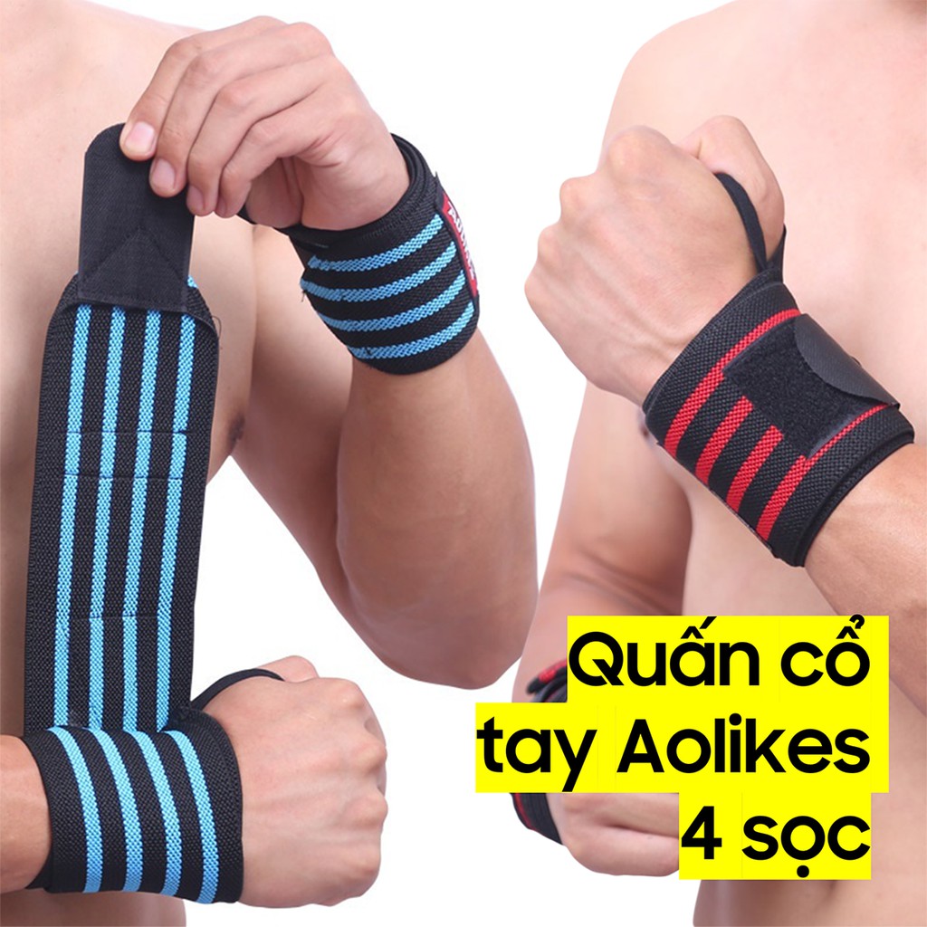 [1 ĐÔI] Quấn Cổ Tay Aolikes A-1539 | Dài 60cm | Quấn Bảo Vệ Tập Gym Cao Cấp Chính Hãng