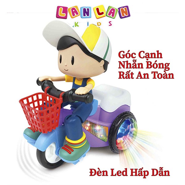 Đồ chơi phát nhạc cậu bé đi xe đạp LANLAN KIDS có đèn led và nhạc sôi động