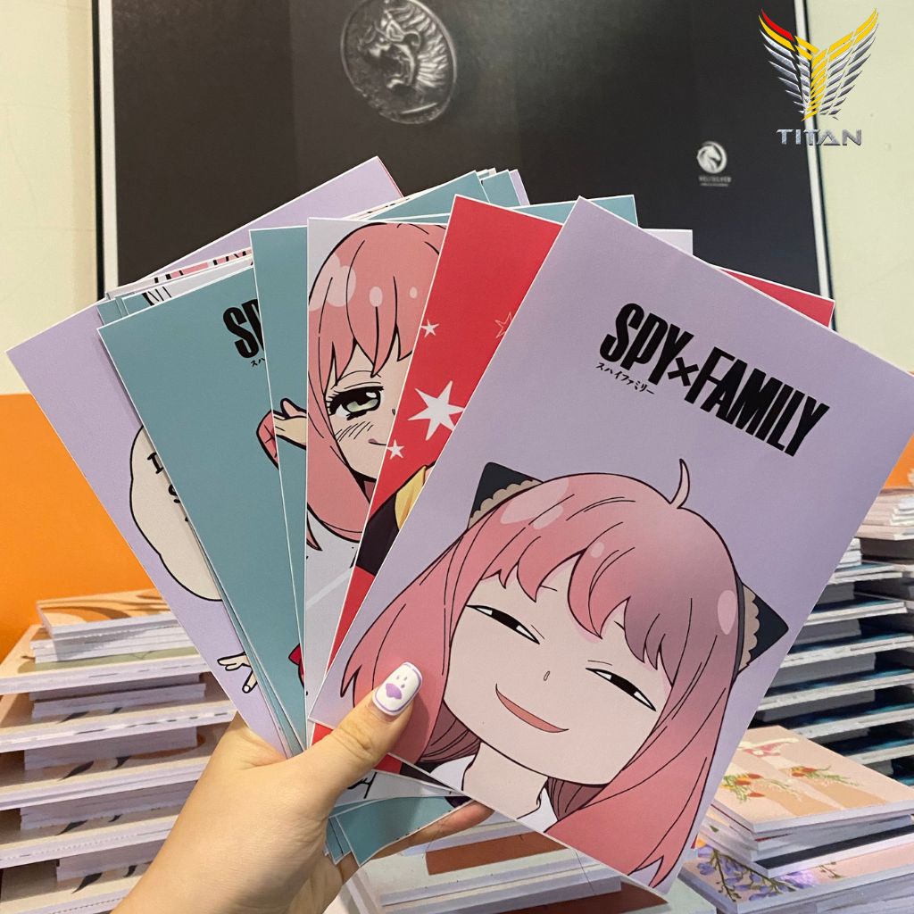 Set 12 tấm Decal/Poster Anime Tổng hợp Onepiece, Dragonball, Spy x FML, tranh dán tường decor độc quyền Titan360