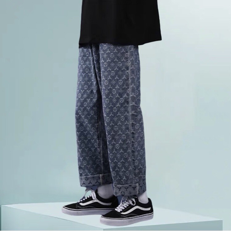 💥STYLE CÁ TÍNH💥Quần Jean LV nam,nữ Ống suông, rộng In Họa Tiết LV_3S Style Hàn Quốc Full size Cho Nam style hàn quốc | BigBuy360 - bigbuy360.vn