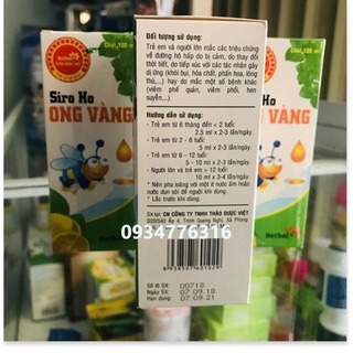 ✅ SIRO HO ONG VÀNG (CHAI 100ML)