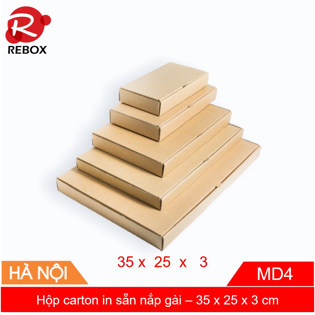 Hộp Carton 35x25x3 - 50 hộp gói hàng quần áo nắp cài giá rẻ