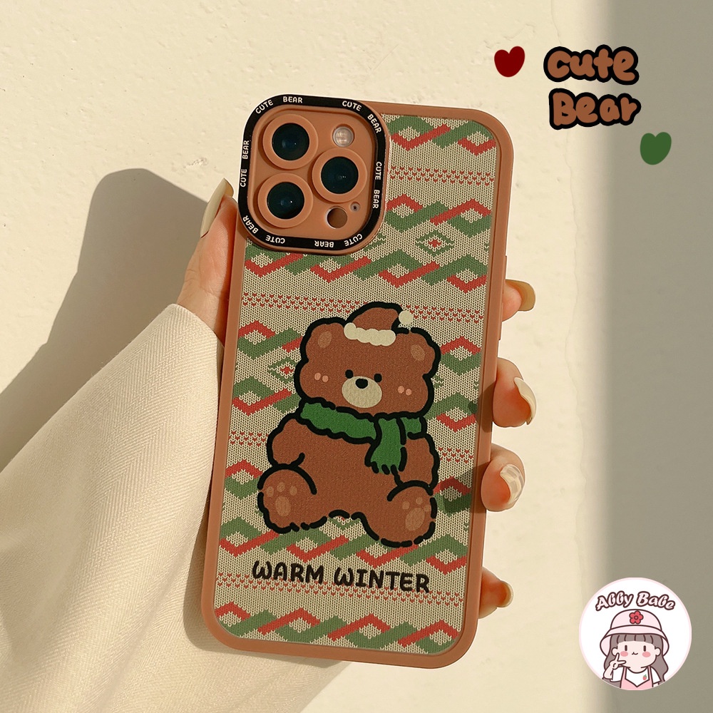 Ốp Điện Thoại TPU Mềm Mỏng Chống Sốc Màu Tương Phản In Hình Gấu Nâu Dễ Thương Cho IP 13 12 11 Pro Max XR 8 7 Plus