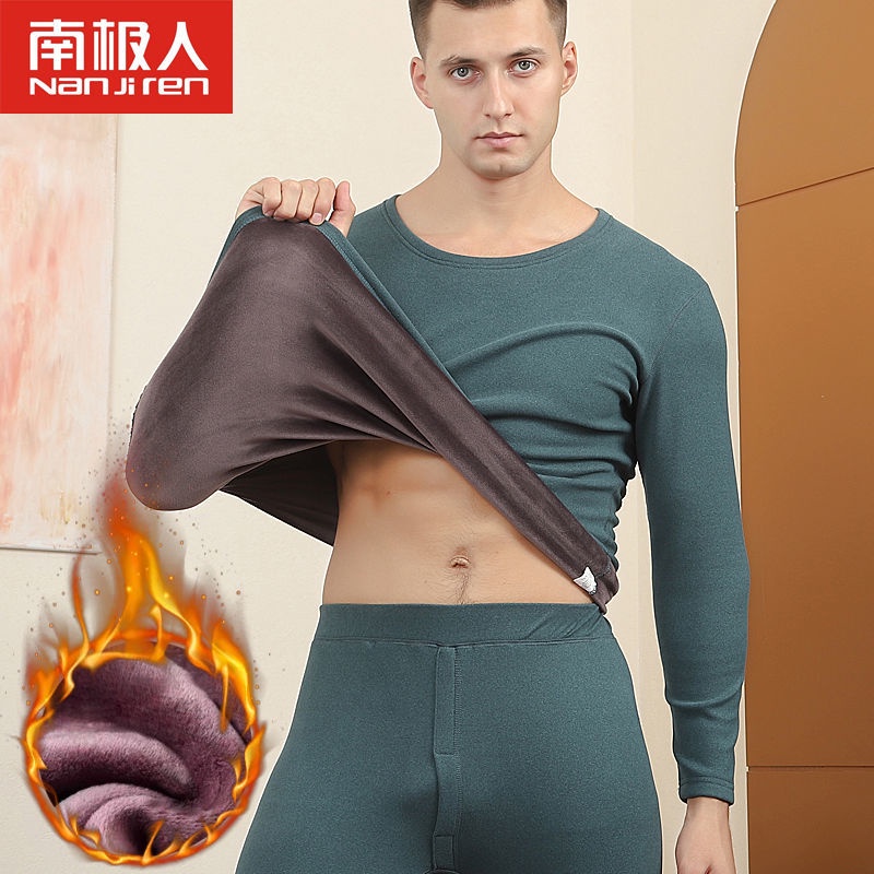 Bộ Đồ Lót Vải Lông Dày Dặn Giữ Nhiệt Màu Sắc Đơn Giản Thời Trang Mùa Thu Cho Nam
