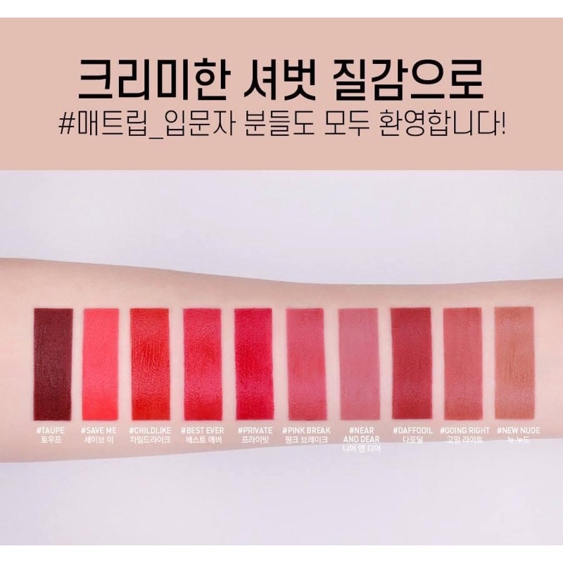 ( có sẵn ) Son kem lì 3CE Velvet Lip Tint | Thế Giới Skin Care