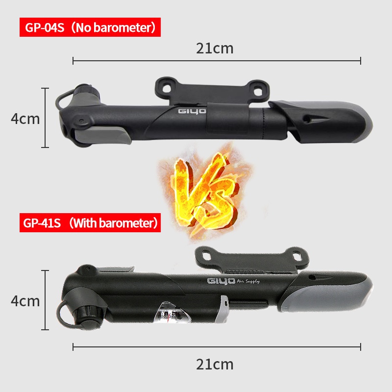 Ống Bơm Xe Đạp Leo Núi GIYO Mini Kèm Đồng Hồ Đo Áp Suất Tiện Dụng