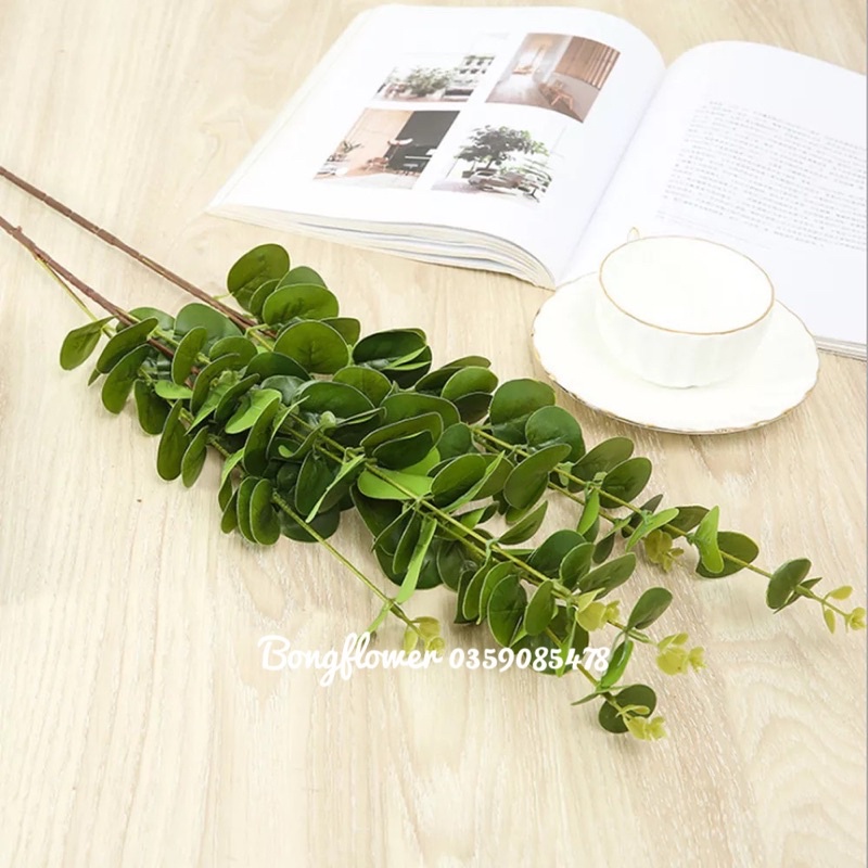 Cành lá táo giả - Cành lá bạch đàn giả 3 nhánh dài 80cm