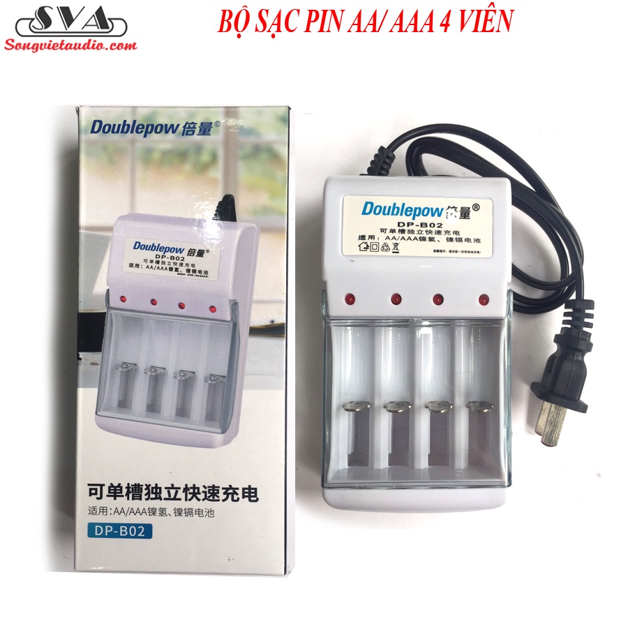 BỘ SẠC PIN AA/ AAA 4 VIÊN DOUBLEPOW