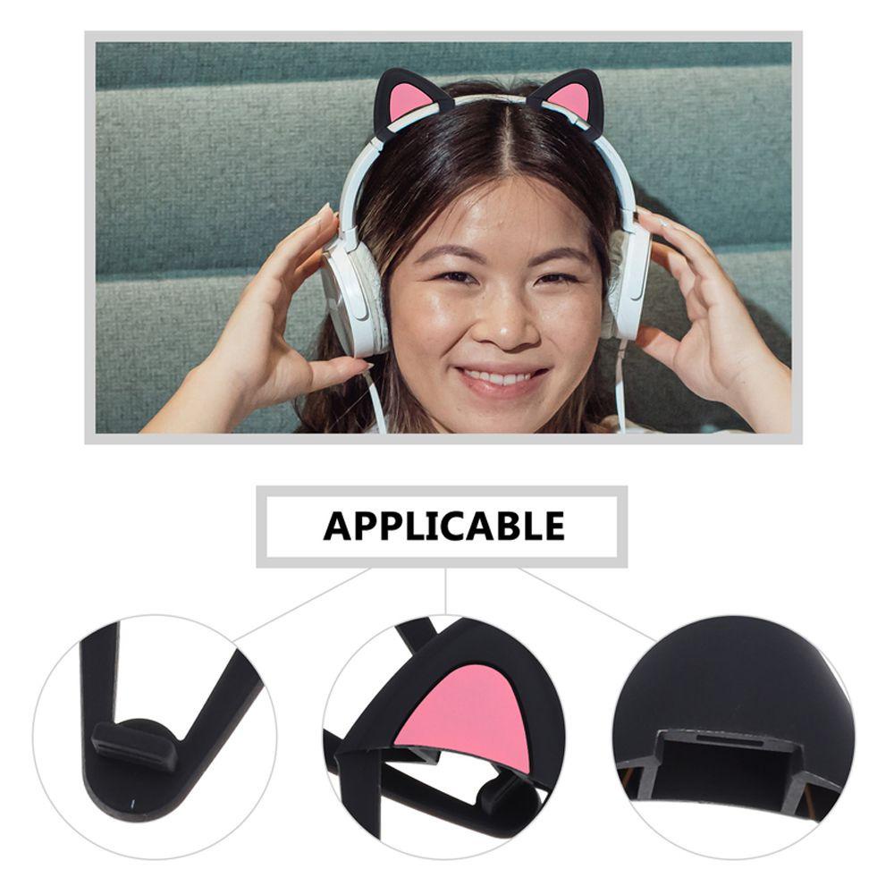 1 Cặp Đệm Bọc Đầu Tai Nghe Bluetooth Bằng Silicon Màu Đen Hình Tai Mèo