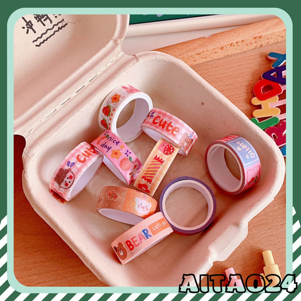 47 mẫu Washi tape hoạt hình cuộn 3met