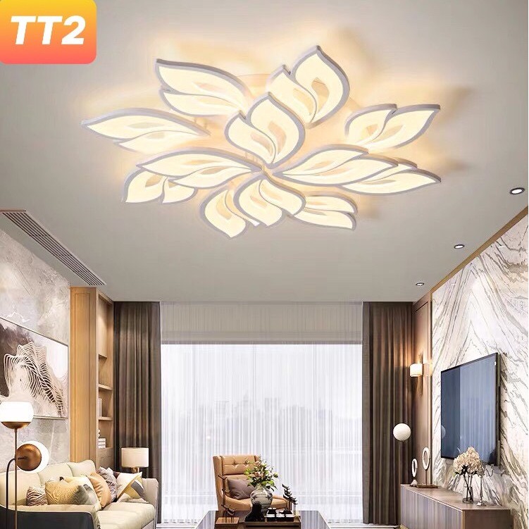 Đèn trần LED mâm 3 màu ánh sáng V2 có điểu khiển từ xa tiện dụng dùng cho trang trí phòng khách, phòng ngủ tuyệt đẹp