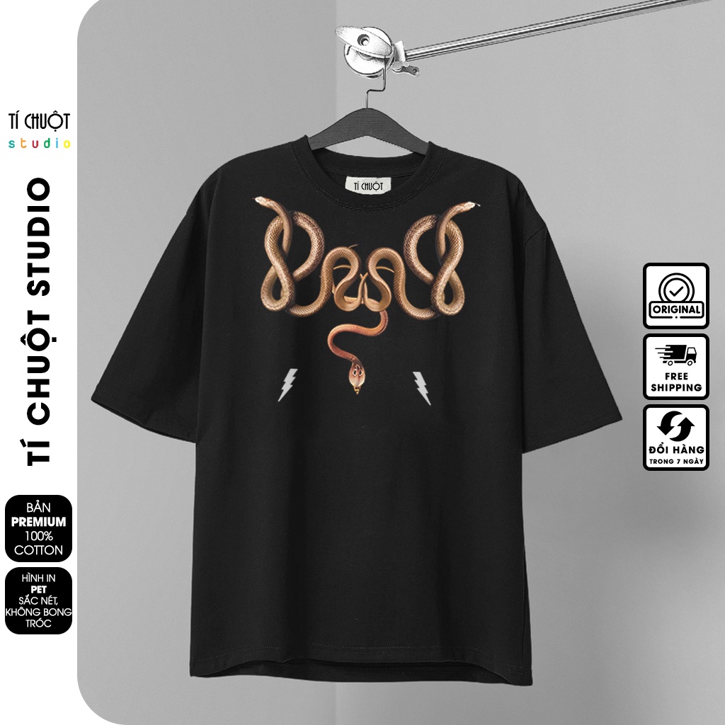 Áo thun Mikenco Snake nam nữ in hình 5D, áo phông unisex mikenco rắn tay lỡ cotton 100% - Tí Chuột Studio