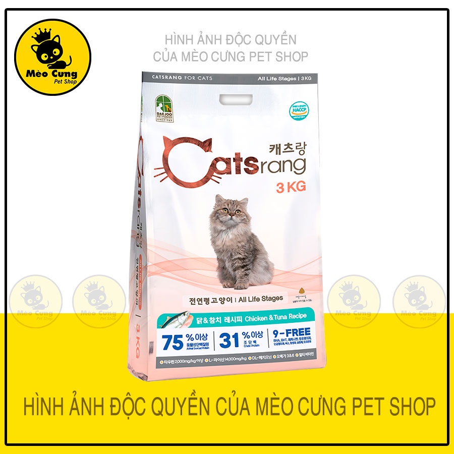 Thức ăn hạt cho mèo Catsrang 3kg-1kg(túi tách)