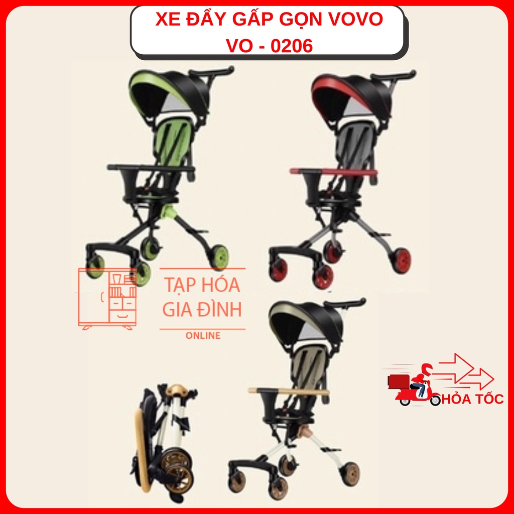 Xe đẩy du lịch vovo gấp gọn đảo chiều vo-0206 chính hãng siêu bền đẹp