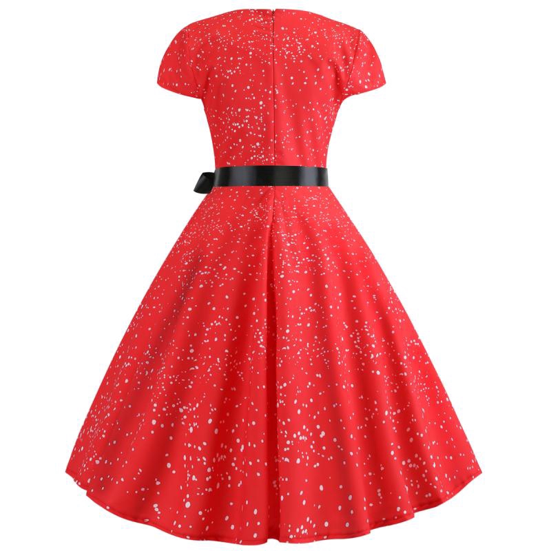 Đầm xòe màu đỏ thời trang hè Vintage cho nữ