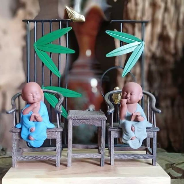 🍀🍀🍀Combo 02 Tượng Chú tiểu thưởng trà mini🍀🍀🍀