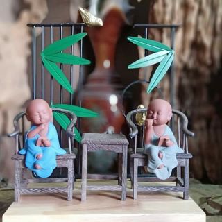 🍀🍀🍀Combo 02 Tượng Chú tiểu thưởng trà mini🍀🍀🍀