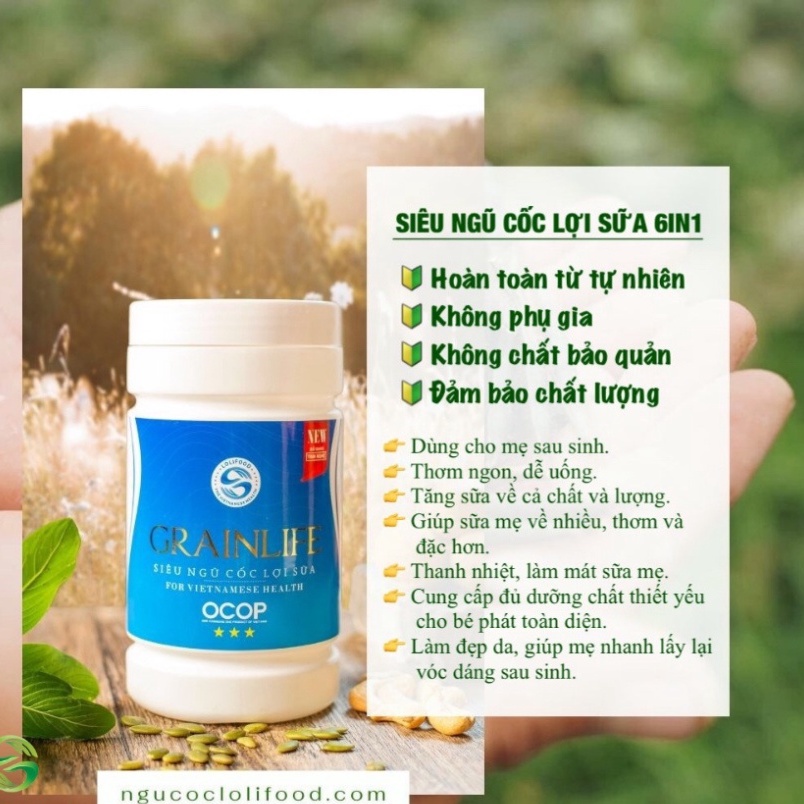 Siêu ngũ cốc lợi sữa 6in1 Grainlife - Hũ 500G