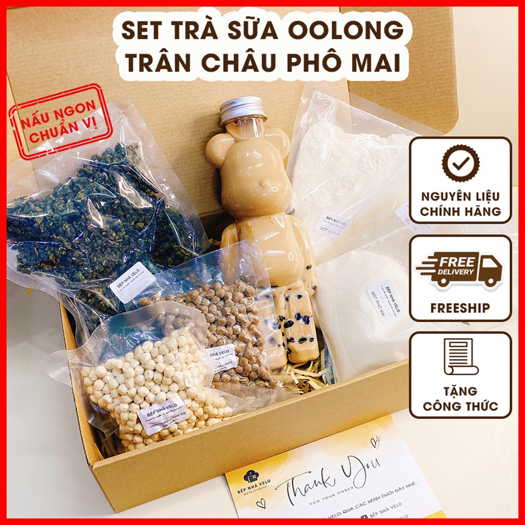 Set Trà Sữa OoLong Trân Châu Phô Mai - Trà sữa Pana Cotta - Nấu được 4.5L Cốt Trà