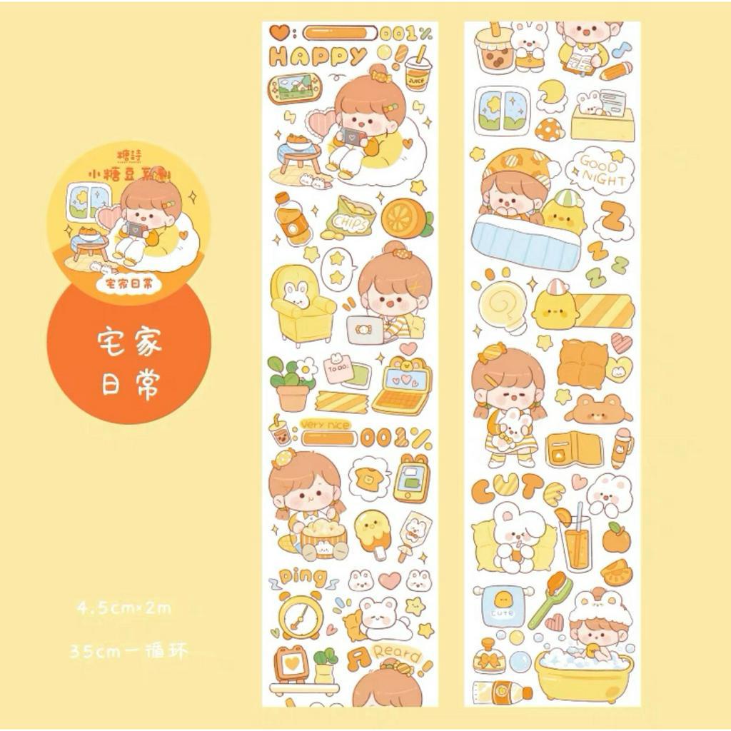 Cuộn 3m washi tape sticker Chibi đáng yêu 6 màu sắc, dùng trang trí sổ tay nhật kí, bulletjournal, dùng làm DIY