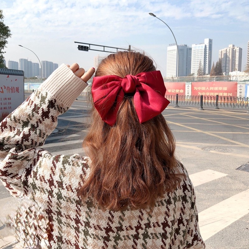 Kẹp Tóc Hình Nơ Màu Đen Dễ Thương Phong Cách Hàn Quốc