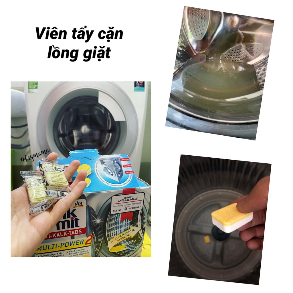 Combo 5 viên tẩy lồng giặt, vệ sinh máy giặt Denkmit của Đức