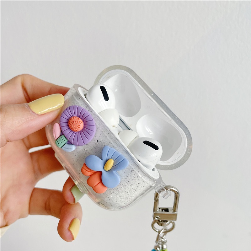 Vỏ Bảo Vệ Hộp Sạc Tai Nghe bluetooth Airpods 1/2 / Pro Hình Cầu Vồng Dễ Thương Kèm Dây Đeo