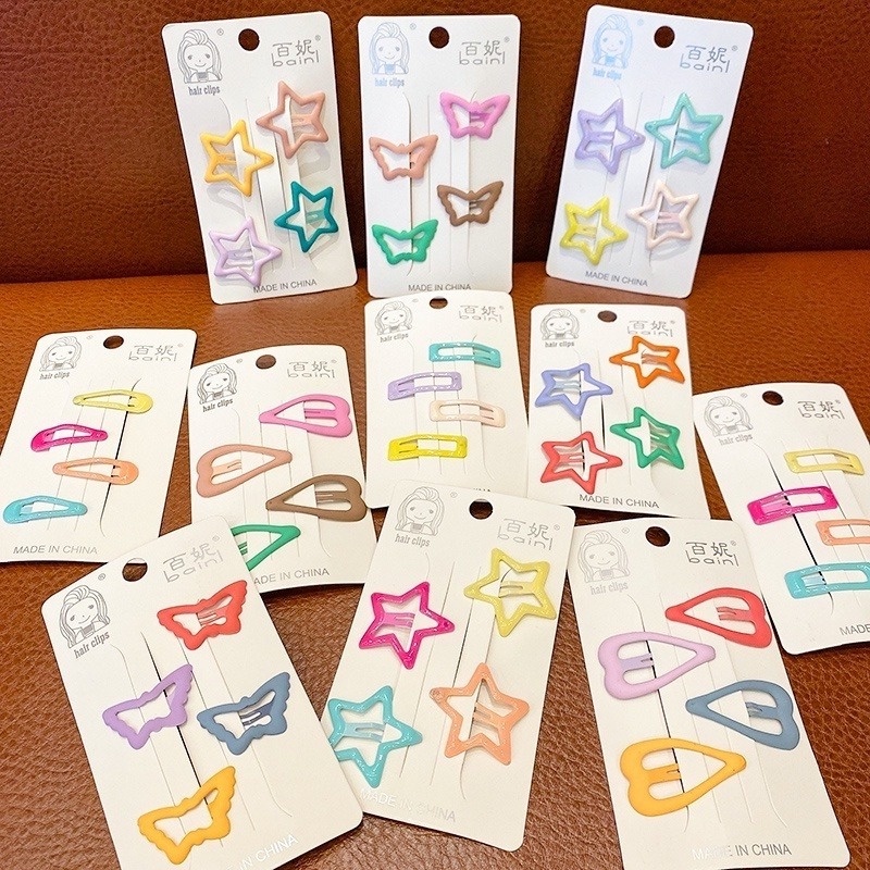 Bộ Kẹp Tóc Hình Ngôi Sao / Bướm Màu Sắc Dễ Thương Xinh Xắn