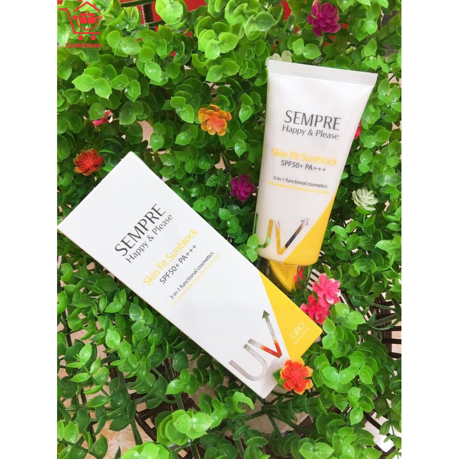 Kem chống nắng 3 trong 1 Geo Sempre Happy & Please Cover-up Sunblock 3 in 1 SPF50+ PA+++ (chính hãng)