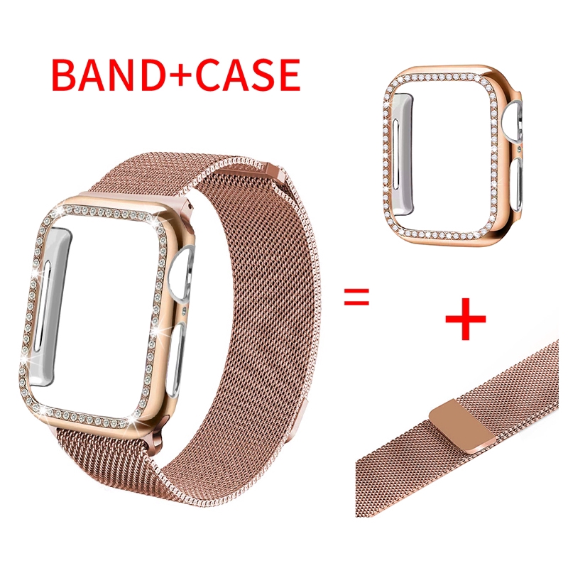 Dây Đeo + Vỏ Bảo Vệ Inox Milanese Cho Đồng Hồ Thông Minh Apple Watch 6 SE 40mm 44mm 42mm 38mm