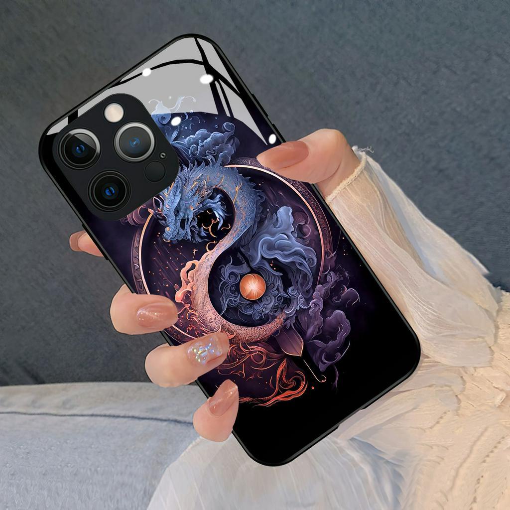 Ốp lưng iphone 11 pro max rồng đẹp lung linh kính cường lực Hoka cho IP 6 7 8 plus/ X Xs max/ 11 12 13 14 pro max