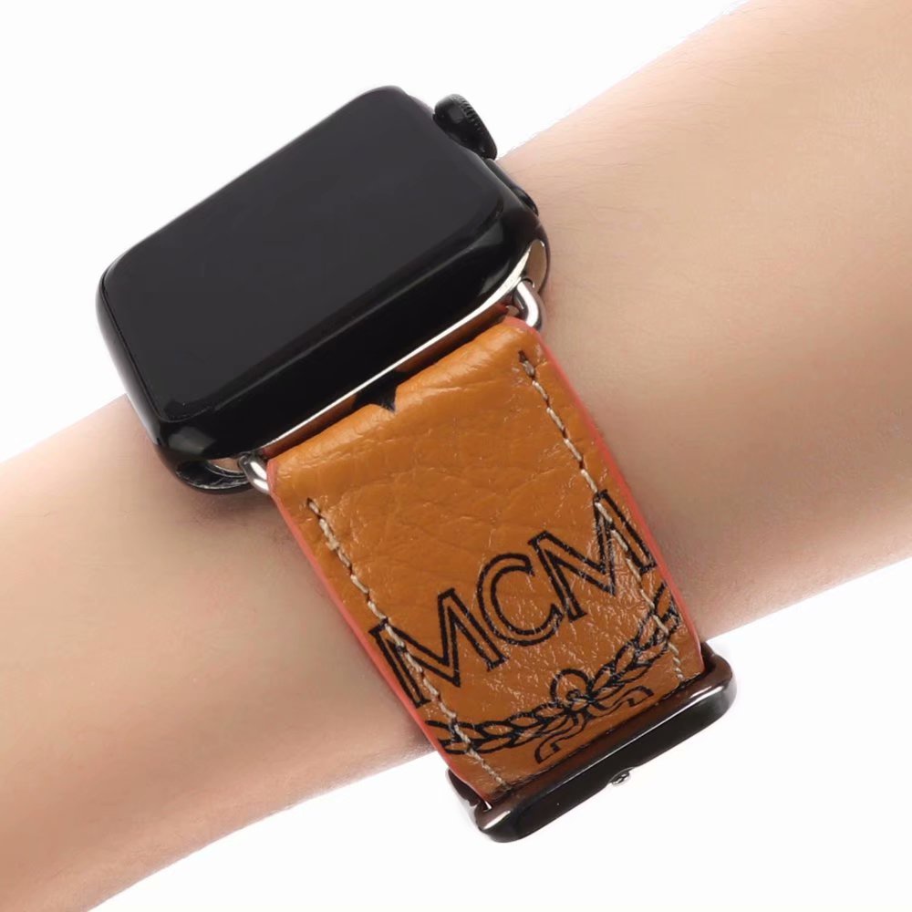 Dây Đeo Bằng Da MCM Phong Cách Âu Mỹ Sang Trọng Cho apple watch iwatch 6 SE 3 4 5