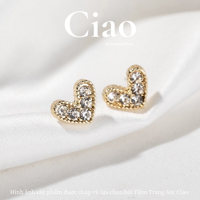 [HOẢ TỐC 1H] Khuyên tai/ Bông tai mạ bạc S925 thiết kế hình tim đáng yêu Heart Bae Ciao