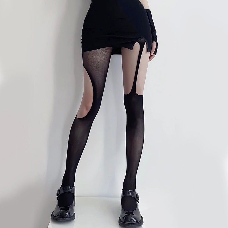Sexy Hot Stockings Girl Jk Long High Tube Over The Knee Socks Female Black Silk Garter Socks Ripped Pantyhose Fishnet Socks Tide Summer