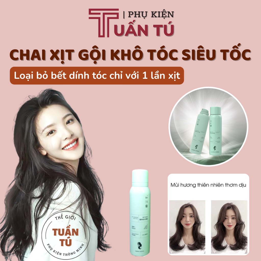 Dầu gội khô Spes Chai gội đầu xịt khô tóc siêu tốc mini không bết dính phồng tóc nội địa trung quốc Tuấn Tú Case DGK1