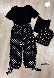 Bộ áo trơn quần bom chấm bi (BN/HS)