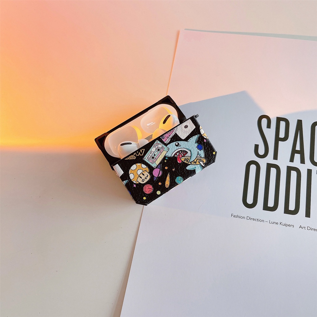 Vỏ Bảo Vệ Hộp Sạc Tai Nghe Bluetooth AirPods 1 2 pro 3 2021 gen3 Bằng Da + Silicon Họa Tiết Nhãn Hiệu Drew Thời Trang Chống Sốc