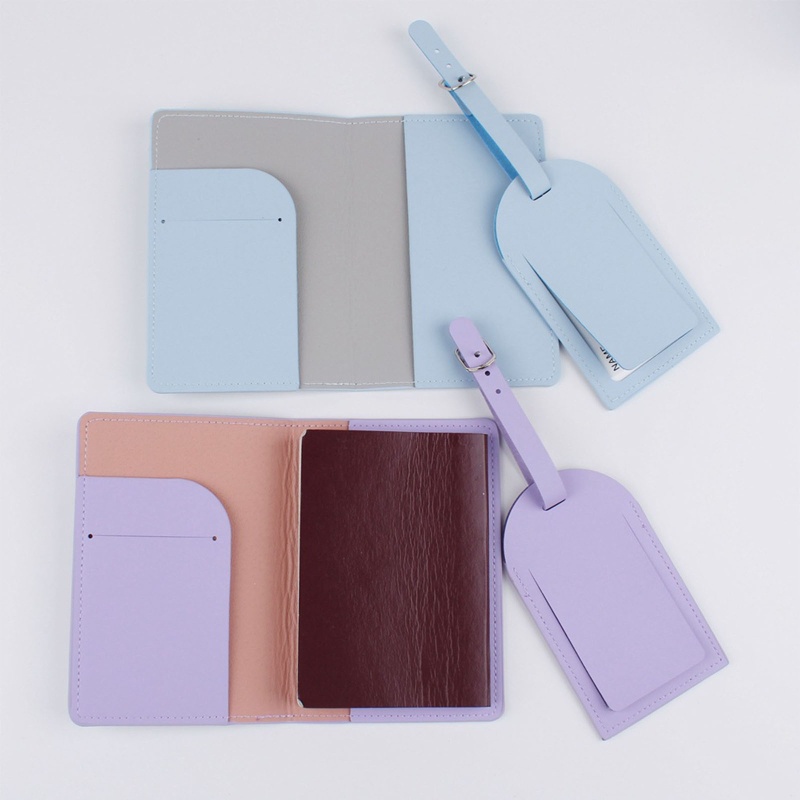 Set 4 Bao Da PU Đựng Hộ Chiếu Thẻ Hành Lý In Hình Cô Dâu Chú Rể Cho Cặp Đôi