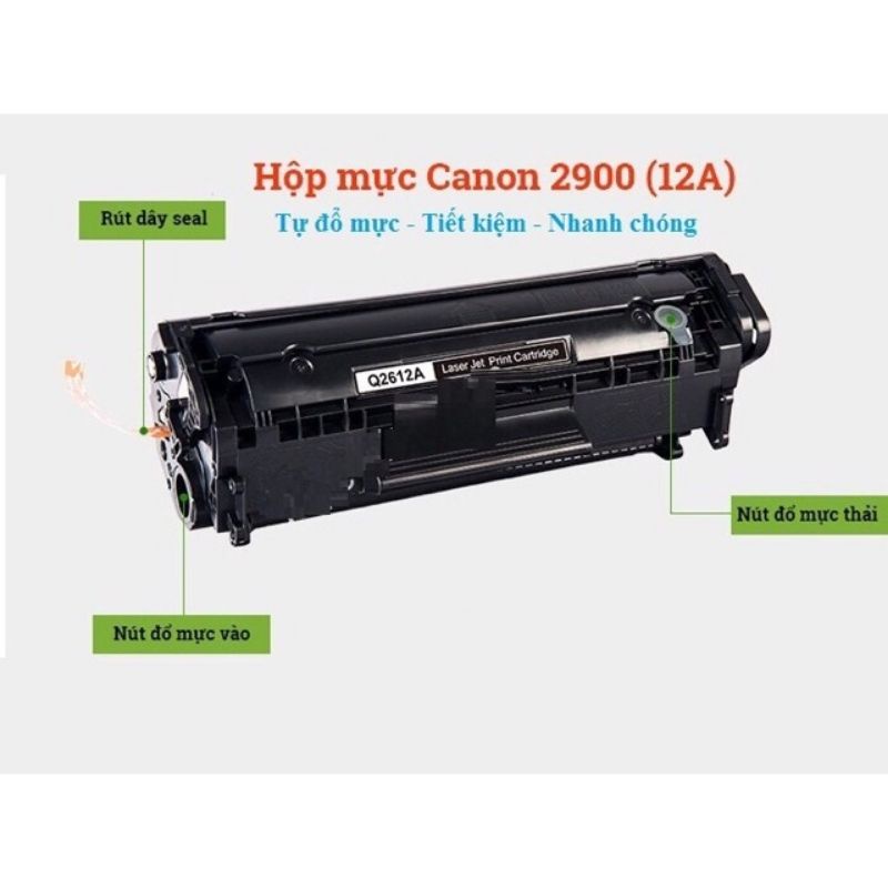 Hộp Mực 12A/LBP 2900, FX9 (Có Lỗ Nạp Mực/Không Cần Đến Bộ Dụng