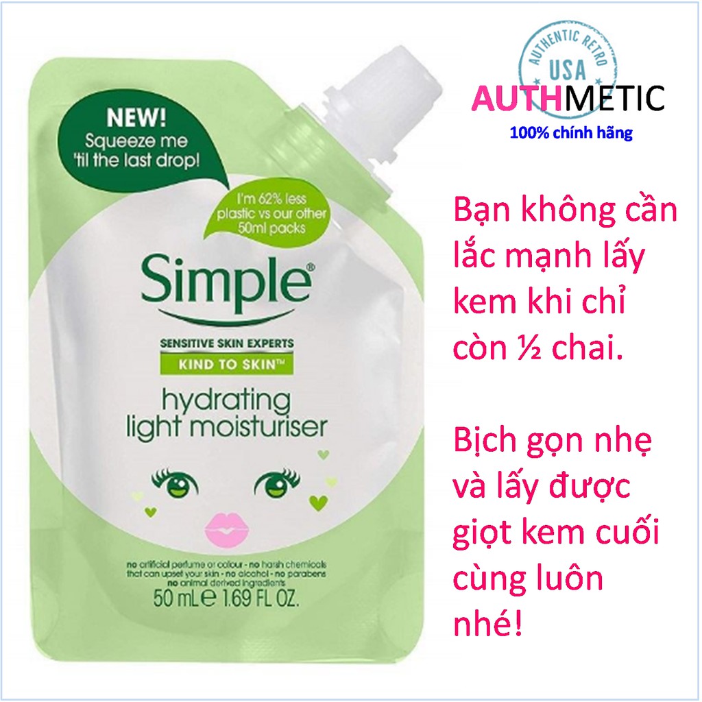 Kem dưỡng Simple Kind To Skin Hydrating Light Moisturiser