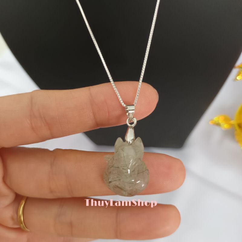 Vòng cổ dây chuyền bạc 925 bảo hành trọn đời mix hồ ly phong thủy đá mệnh mộc - hỏa