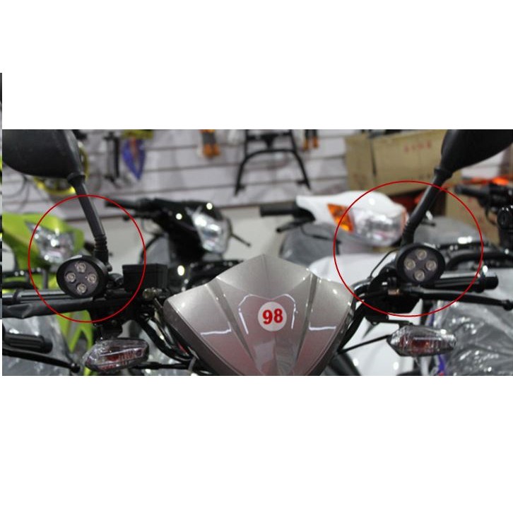 [DEAL HOT]1 cặp đèn LED trợ sáng core 2 C4 gắn chân gương xe máy