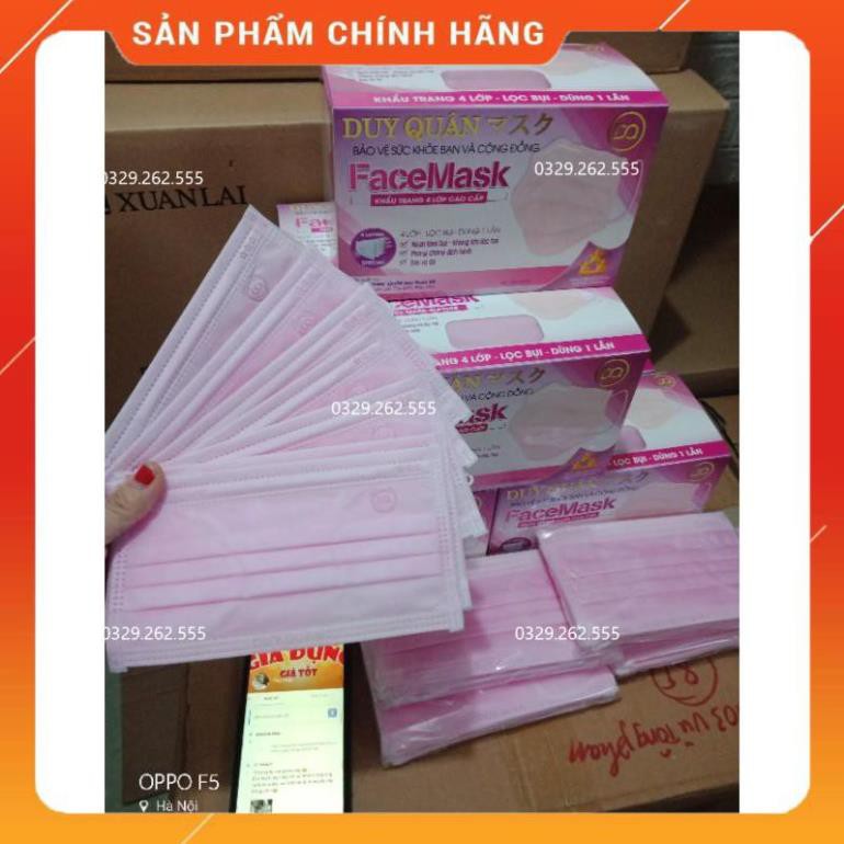 (hộp 50 cái Màu Hồng) Khẩu trang 4 lớp màu Hồng xinh chuẩn hãng