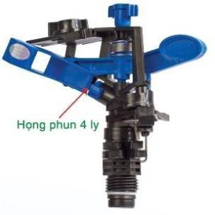Béc tưới phun cánh đập chỉnh góc ren ngoài 21mm tặng kèm cục nối 21 ren trong 21 (màu cam/ xanh lá xanh dương tùy đợt)