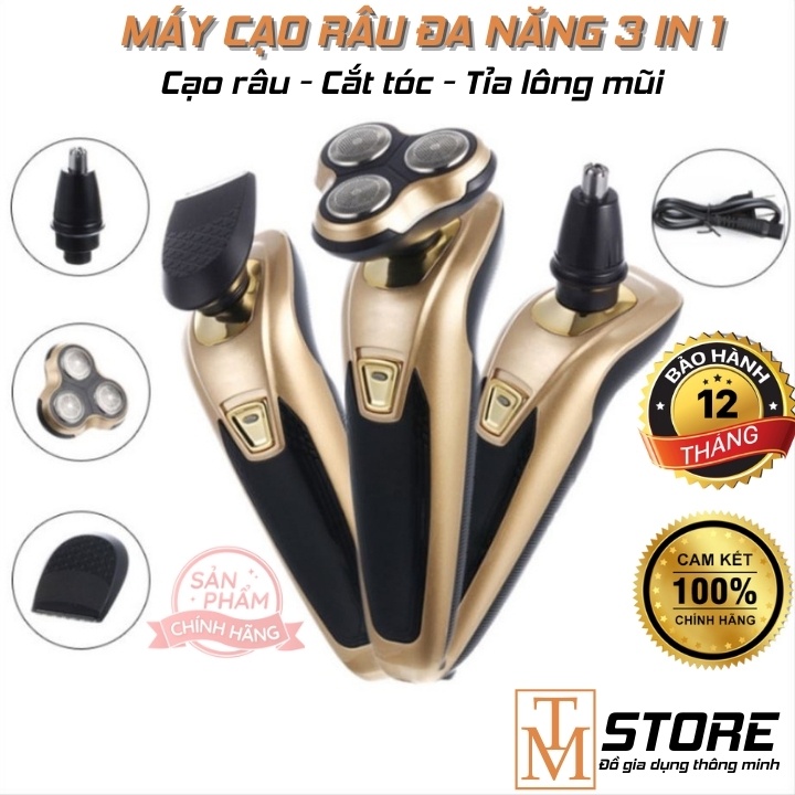 Máy cạo râu đa năng 3 trong 1 cạo râu, cắt tóc, tỉa lông mũi - Sạc pin, chống nước MCR1