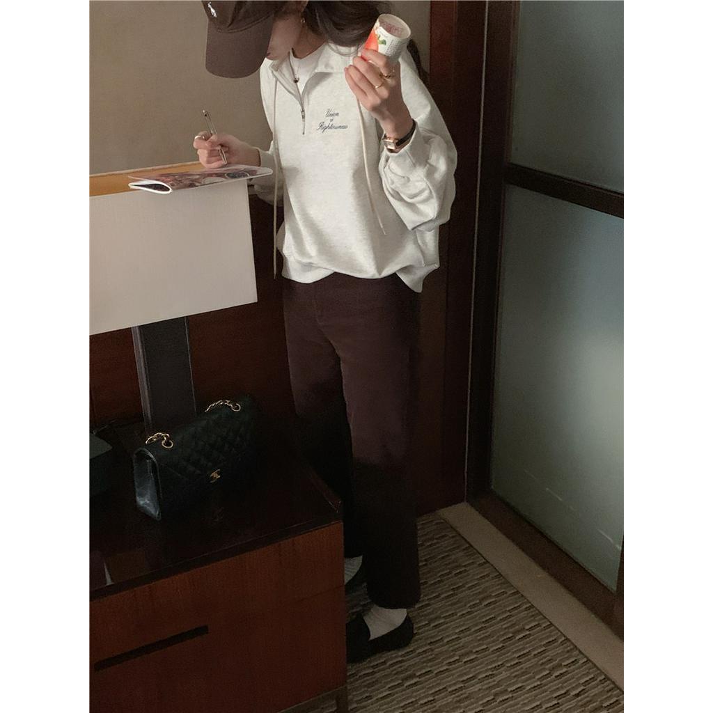 Áo Nỉ Chui Đầu Dài Tay Chui Đầu Phối Dây Rút In Chữ 60911