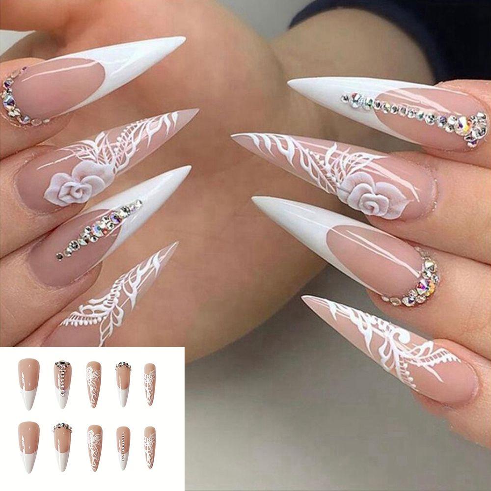 Bộ 24 Móng Tay Giả Kiểu Pháp Chất Lượng Cao