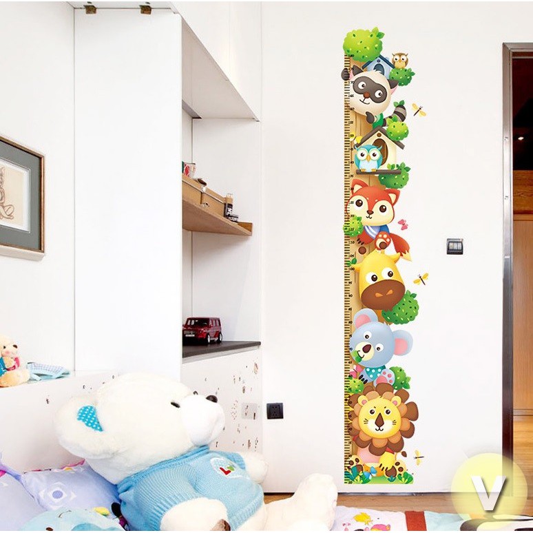 Decal dán tường Thước đo chiều cao hình thú