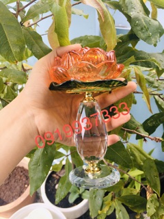 Đế đốt đèn hoa sen pha lê ( cao 15 cm )