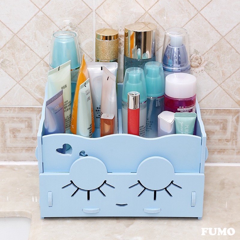 Kệ mỹ phẩm mini 2 tầng kệ đựng mỹ phẩm hoạ tiết mắt mèo dễ thương FUMO SP006